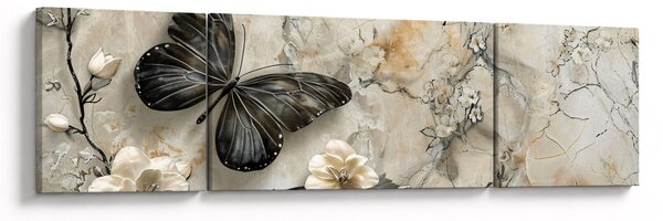 Obraz - Marmurowe tło z motylami (170x50 cm)