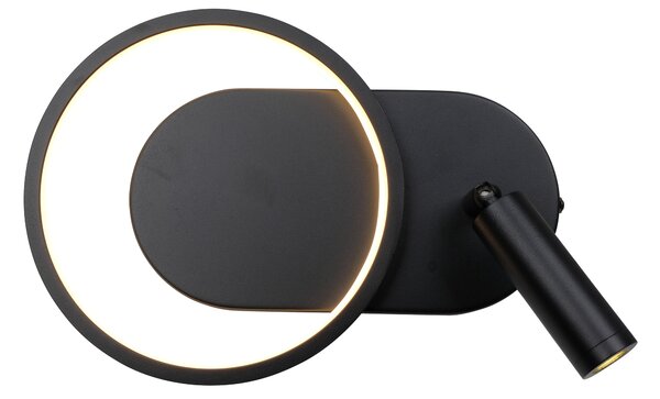 Elyptica - nowoczesna lampa kinkiet LED czarny 18 cm