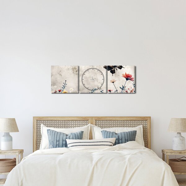 Obraz - Łąka w betonie (z zegarem) (90x30 cm)