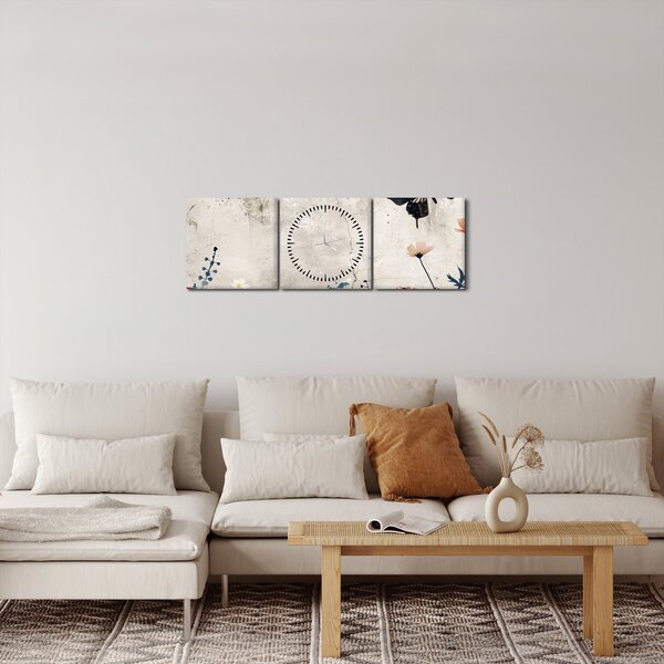 Obraz - Łąka w betonie (z zegarem) (90x30 cm)