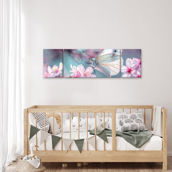 Obraz - Motyl na drzewie wiśni (170x50 cm)