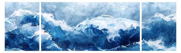Obraz - Ilustracja przedstawiająca morze (170x50 cm)