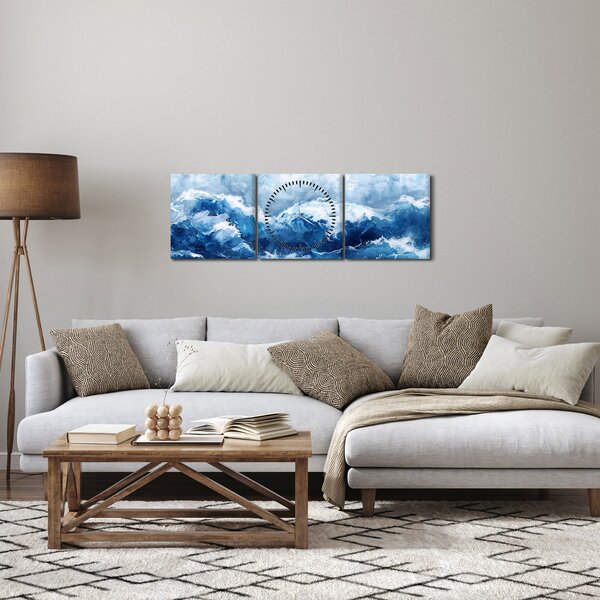 Obraz - Ilustracja przedstawiająca morze (z zegarem) (90x30 cm)