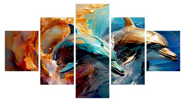 Obraz - Malowanie delfinów (125x70 cm)