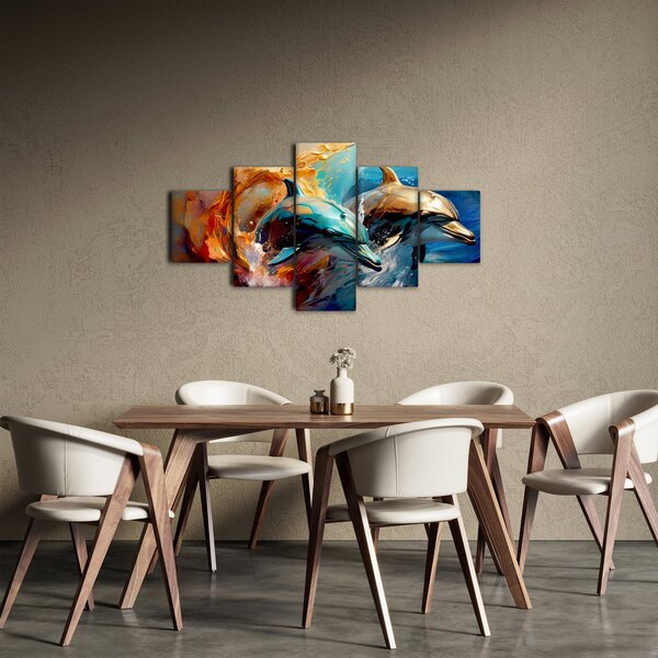 Obraz - Malowanie delfinów (125x70 cm)