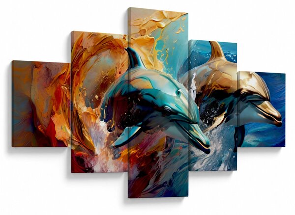 Obraz - Malowanie delfinów (125x70 cm)