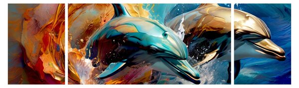 Obraz - Malowanie delfinów (170x50 cm)