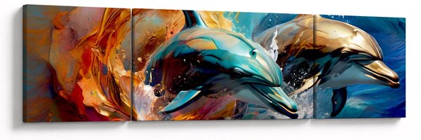 Obraz - Malowanie delfinów (170x50 cm)