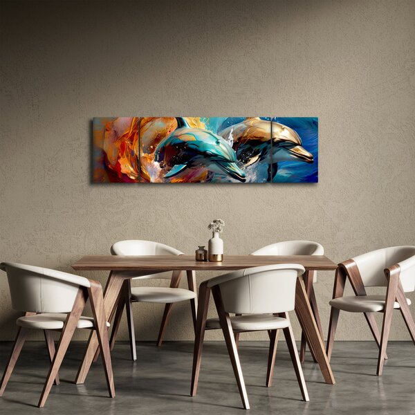 Obraz - Malowanie delfinów (170x50 cm)