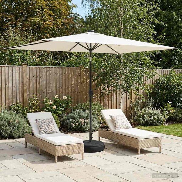 Parasol ogrodowy z oświetleniem LED i podstawą 200 x 300 cm