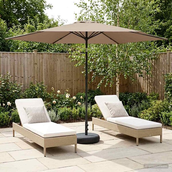 Parasol ogrodowy z podstawą 300 x 300 cm Poliester Prostokątny