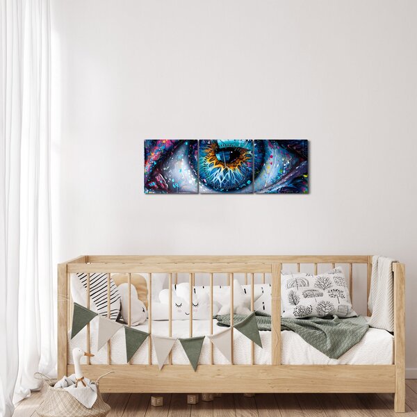 Obraz - Malowanie oczu (z zegarem) (90x30 cm)