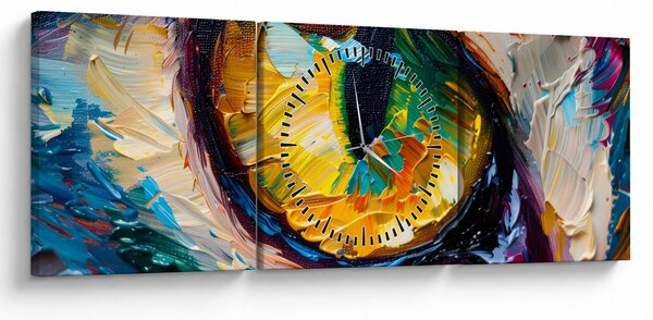 Obraz - Malowanie kocim okiem (z zegarem) (90x30 cm)
