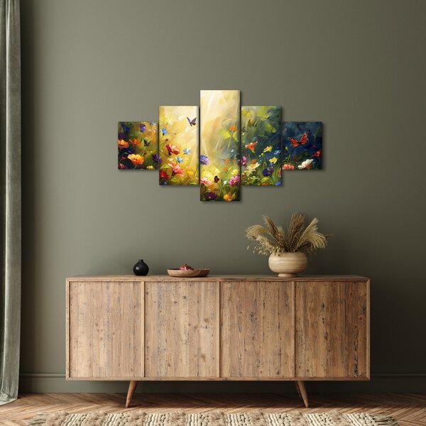 Obraz - Wiosenna łąka kwiatowa, malarstwo (125x70 cm)