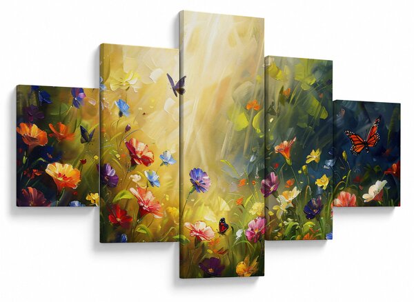 Obraz - Wiosenna łąka kwiatowa, malarstwo (125x70 cm)