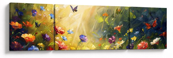 Obraz - Wiosenna łąka kwiatowa, malarstwo (170x50 cm)