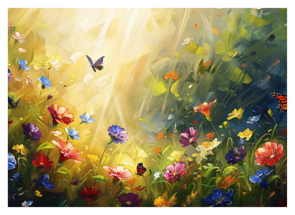 Obraz - Wiosenna łąka kwiatowa, malarstwo (70x50 cm)