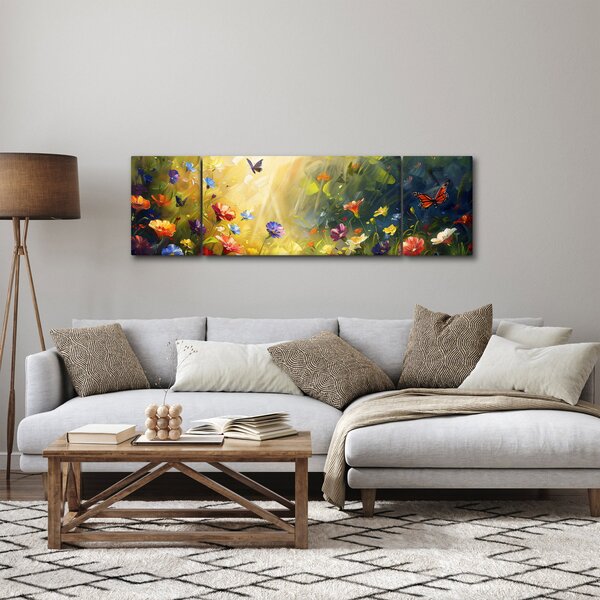 Obraz - Wiosenna łąka kwiatowa, malarstwo (170x50 cm)