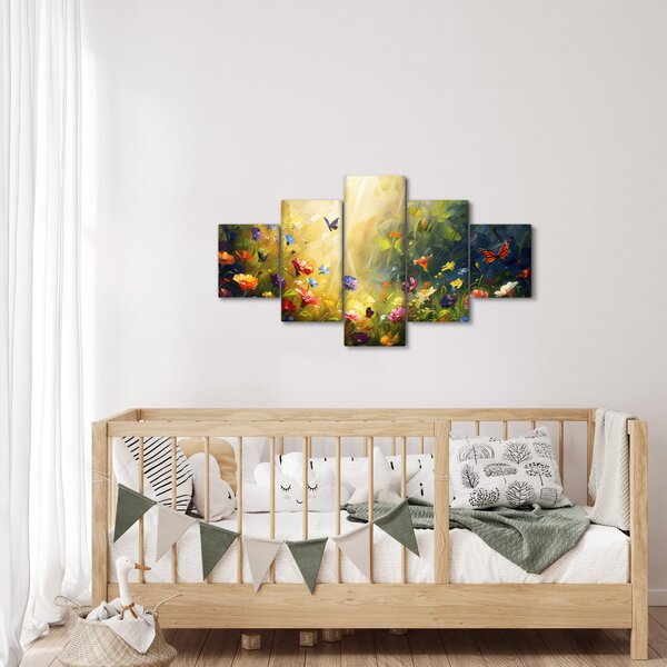 Obraz - Wiosenna łąka kwiatowa, malarstwo (125x70 cm)
