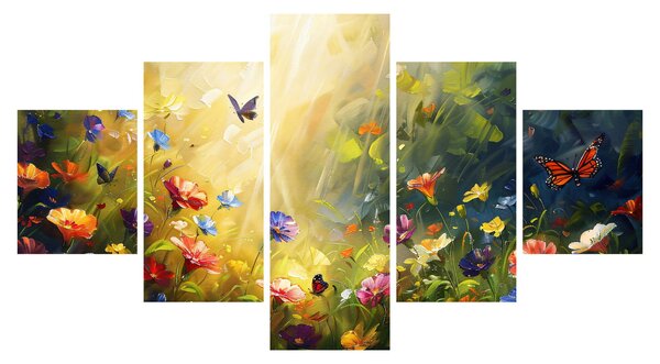 Obraz - Wiosenna łąka kwiatowa, malarstwo (125x70 cm)
