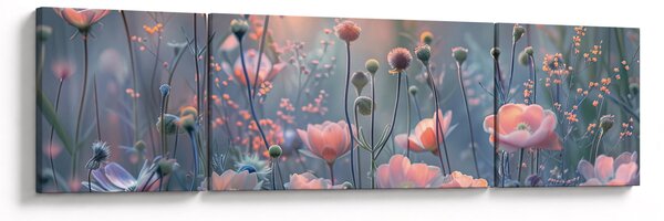 Obraz - Kwiaty w pastelowych kolorach (170x50 cm)
