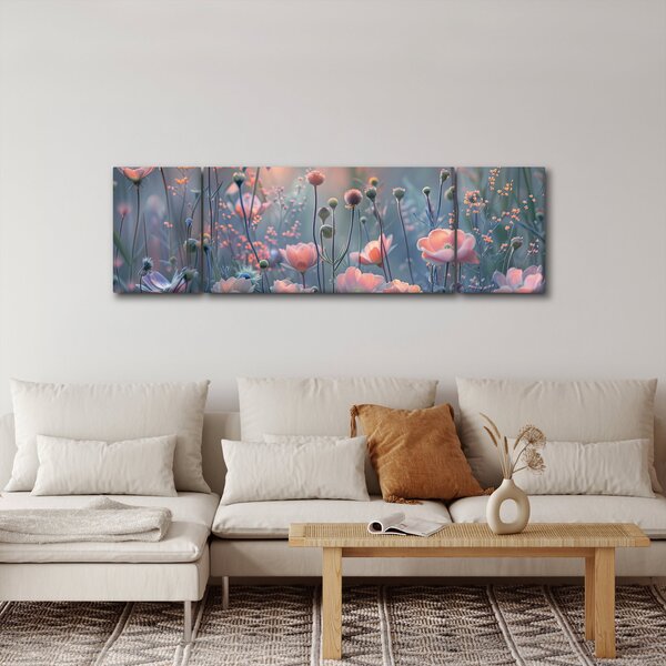 Obraz - Kwiaty w pastelowych kolorach (170x50 cm)
