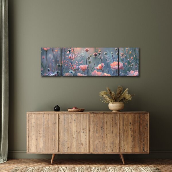 Obraz - Kwiaty w pastelowych kolorach (170x50 cm)