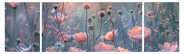 Obraz - Kwiaty w pastelowych kolorach (170x50 cm)