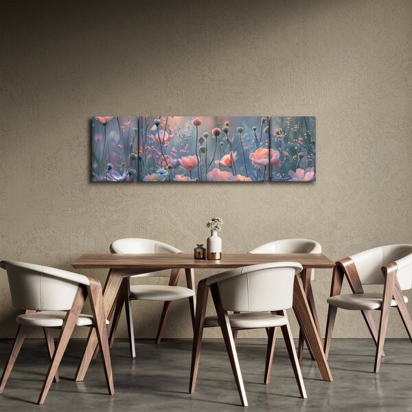 Obraz - Kwiaty w pastelowych kolorach (170x50 cm)