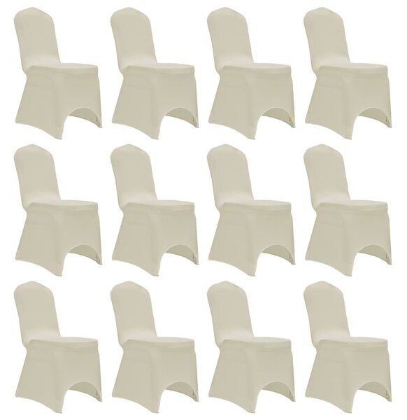 Elastyczne pokrowce na krzesła, kremowe, 12 szt