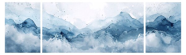 Obraz - Chmury i fale, akwarela (170x50 cm)