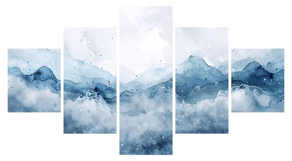 Obraz - Chmury i fale, akwarela (125x70 cm)