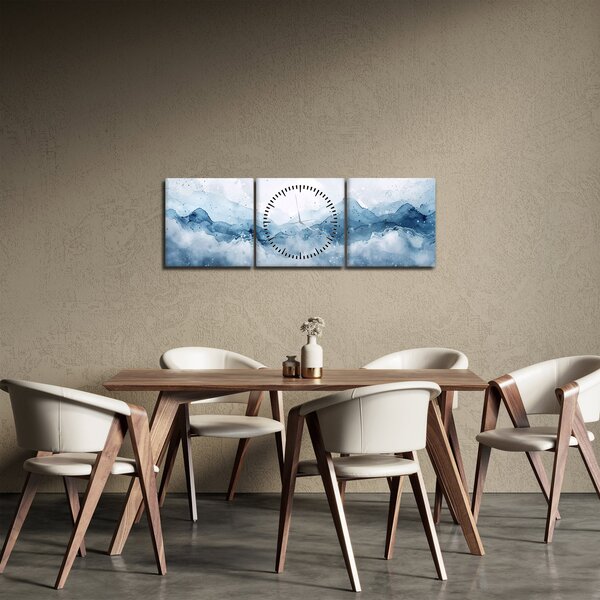 Obraz - Chmury i fale, akwarela (z zegarem) (90x30 cm)