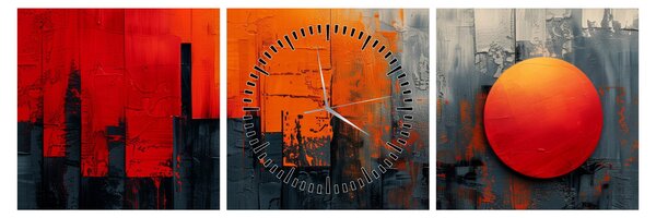 Obraz - Abstrakcyjny obraz miasta (z zegarem) (90x30 cm)