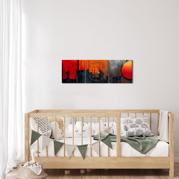 Obraz - Abstrakcyjny obraz miasta (z zegarem) (90x30 cm)