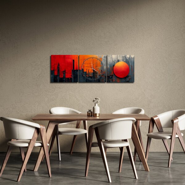 Obraz - Abstrakcyjny obraz miasta (z zegarem) (90x30 cm)