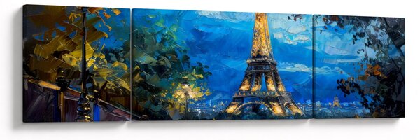 Obraz - Obraz olejny przedstawiający wieżę Eiffla (170x50 cm)