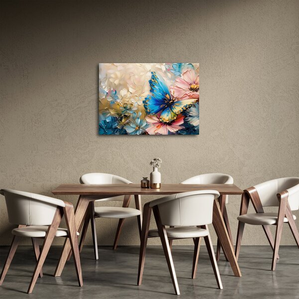 Obraz - Malowanie kwiatów i motyli (70x50 cm)