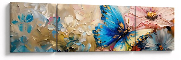 Obraz - Malowanie kwiatów i motyli (170x50 cm)