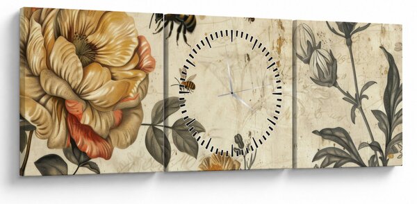 Obraz - Bee Meadow (z zegarem) (90x30 cm)