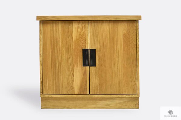 Dębowa komoda z półkami z drewna litego do salonu WALT II