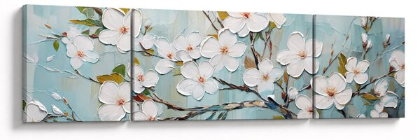 Obraz - Malowanie, kwitnące gałęzie drzew (170x50 cm)