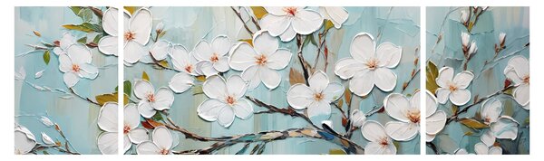Obraz - Malowanie, kwitnące gałęzie drzew (170x50 cm)