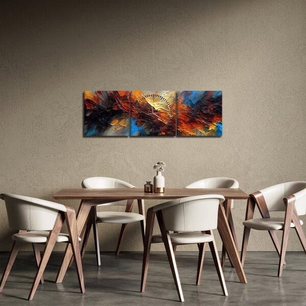 Obraz - Tekstura koloru (z zegarem) (90x30 cm)