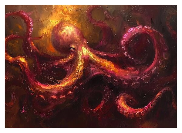 Obraz na szkle - Ośmiornica, obraz olejny (70x50 cm)