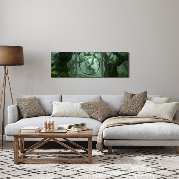 Obraz - Las porośnięty mchem (z zegarem) (90x30 cm)