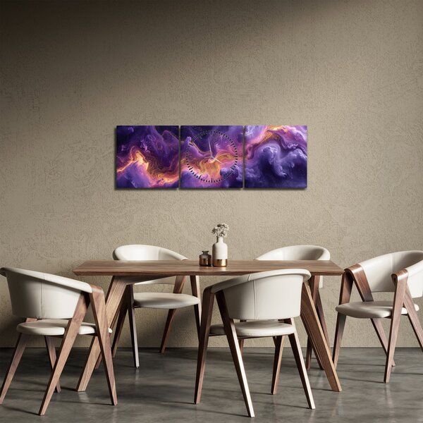 Obraz - Fioletowa Mgławica (z zegarem) (90x30 cm)