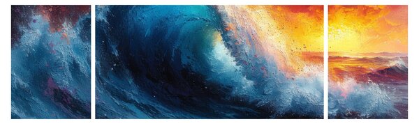 Obraz - Fala o zachodzie słońca (170x50 cm)