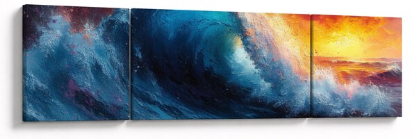 Obraz - Fala o zachodzie słońca (170x50 cm)