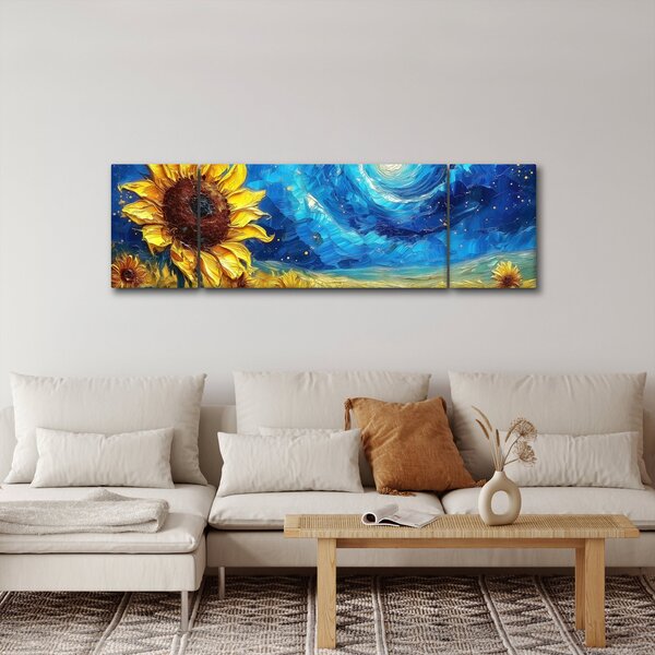 Obraz - Malowanie słoneczników (170x50 cm)